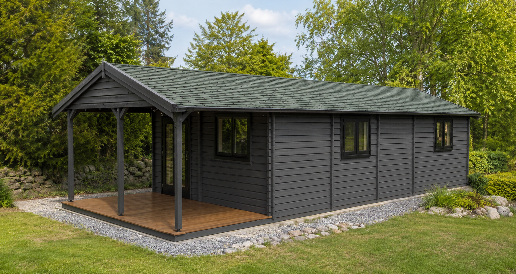 Nord Haven timber cabin veranda and entrance
