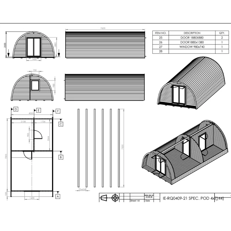 Insulated Glamping POD with bedroom and shower